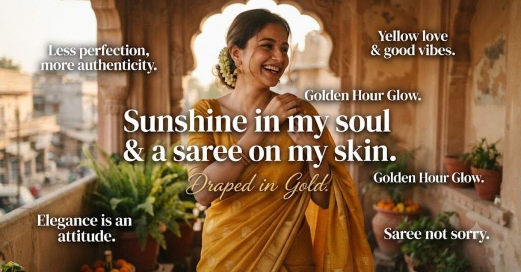 Aesthetic Yellow Saree Captions