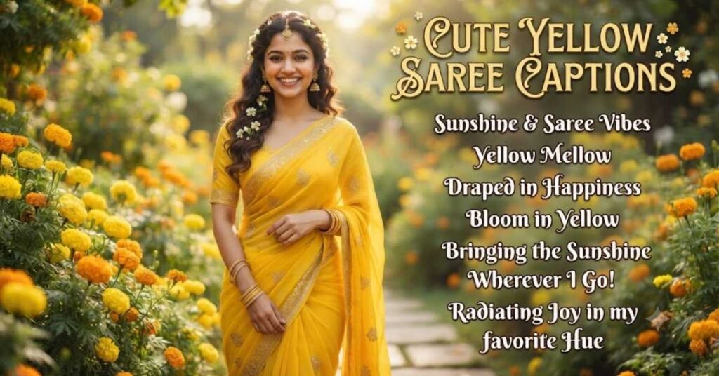 Cute Yellow Saree Captions